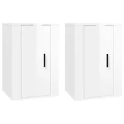 Vidaxl Stenska TV omarica 2 kosa visok sijaj bela 40x34,5x60 cm