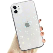shumee OVITEK ZA APPLE IPHONE 11 SILIKONSKI OVITEK PROZOR HOLO SRČKI