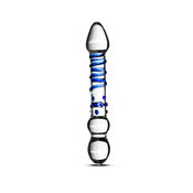 Steklen dildo s spiralo in pikami