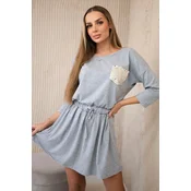Dress with sequin pocket gray