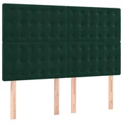 Vidaxl Vzglavje postelje temno zeleno 144x5x118/128 cm žamet