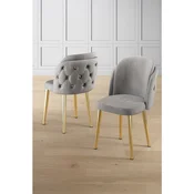 Hanah Home set trpezarijskih stolica Axle 8 kom, siva tkanina Babyface, zlatne metalne noge