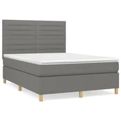 Vidaxl Box spring posteljni z vzmetnico temno siv 140x190 cm blago