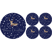 Bertoni Home Unisexs 1+4 Round Table Pads Set Renifer Navy Blue