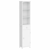 HOMCOM HOMCOM Bela omarica v obliki stolpca iz MDF, večnamenska prostorsko varčna omarica za kopalnico/sobo s 3 policami 34x24x170cm