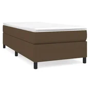 Vidaxl Posteljni okvir z vzmetmi temno rjav 90x200 cm blago