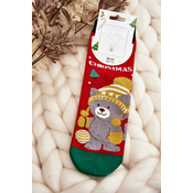 Womens Christmas socks with teddy bear, red