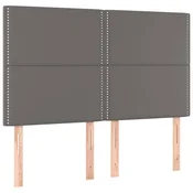 Vidaxl Vzglavje postelje sivo 144x5x118/128 cm umetno usnje