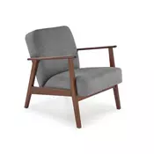 Fotelja Houston 2116 (Siva + Orah) Svijetlo siva, 77x65x77cm, Tkanina, NogeNogeGambe: Drvo