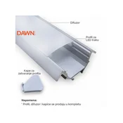 DAWN LED profil LL-ALP007-R komplet sivi