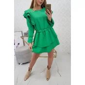 Dress with vertical ruffles light green