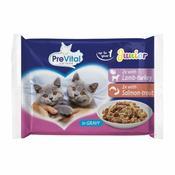 PreVital Cat Junior vrečke jagnjetina-puran/losos-postrv v omaki 4 x 100 g