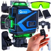 Geko Set 4D 2x aku. zeleni 16 linijski gredbeni laserski nivelir 360°, (5000117393)