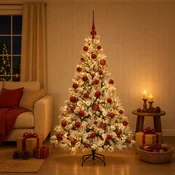 Umjetno božično drevo z okrasnimi kroglami 120 cm 150 LED