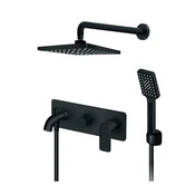 Rosan S.2 BLACK Uzidna baterija sa izlivom i zidnim tušem 210x210mm i rucnim tušem