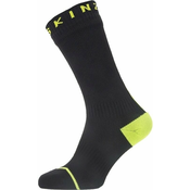 Sealskinz Waterproof All Weather Mid Length Sock With Hydrostop Black/Neon Yellow M
