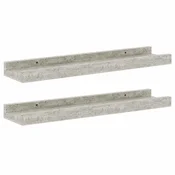 Vidaxl Stenska polica 2 kosa betonsko siva 40x90x3 cm