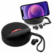 shumee Alogy 2-v-1 TWS prenosne brezžične Bluetooth slušalke zvočnik Bluetooth BT vodoodporne črne barve