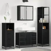 vidaXL Komplet pohištva za kopalnico 3 pcs Črni hrast 80 x 33 x 60 cm
