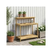 VIDAXL Zunanja miza za presajanje 111,5 x 48,5 x 107 cm Bela