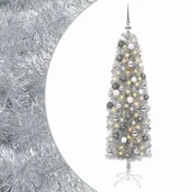 Vidaxl Umetno ozko božično drevesce z božično kroglico 180 cm 300 LED