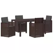 Vrtni set za objed s jastukom 5 pcs Smeda i antracit PP