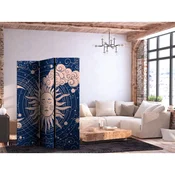 Paravan - Cosmic Harmony - Illustration of the Sun and Moon on a Navy Background 135x172 Jednostrani