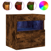 MAISON CHIC Stenska TV omarica - TV stojalo - Televizijska omarica z LED lučkami dimljeni hrast 40x30x40 cm, (21701538)
