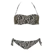 Emporio Armani za ženske. EW000798_AF12190 Logomania črn potiskan bandeau zgornji del bikinija z oblazinjenjem (XS), Črna, Obla