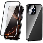 GS Ovitek za iPhone 16 Pro Max, dvojno magnetno steklo, črn