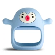 HAPPY TEETHER Otroški silikonski grizalo v obliki živali (modri)
