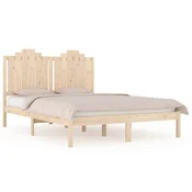 Vidaxl Posteljni okvir iz trdne borovine 135x190 cm