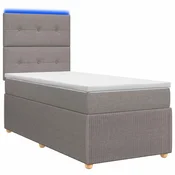 vidaXL LED posteljni pod z vzmetnico Taupe 90 x 200 cm Blago