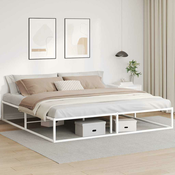 vidaXL Posteljni okvir brez vzmetnice bel 200x200 cm kovinska