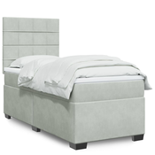 vidaXL Box spring postelja z vzmetnico svetlo siva 100x200 cm žamet