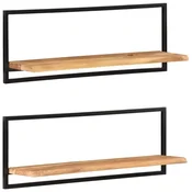 Zidne police 2 kom 100 x 24 x 35 cm masivni bagrem i celik