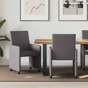 vidaXL Jedilni stoli s kolesi 2 pcs Siva 57 x 66 x 94 cm Umetna koža