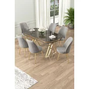 Hanah Home Set Trpezarijski sto i 6 stolica Lai, Sivi