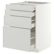 METOD / MAXIMERA Podni element, 4 fronte/4 ladice, bijela/Aspudden svijetlo siva, 60x60 cm