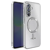 AVIZAR Ovitek za Samsung Galaxy A36, združljiv z MagSafe, s kromiranim robom, Srebrna, (5000190478)