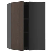 METOD Ugaoni zidni element s policama, Crnosiva/Sinarp smeda, 68x100 cm