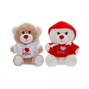 Plišasti medvedek, 11 cm, v puloverju z napisom I love you, 2 različici