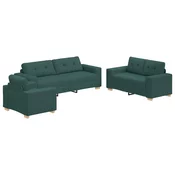 Sofa 3 pcs Tamnozelena 221 x 80 x 80 cm Platnasta tkanina