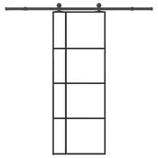 Vidaxl vidaXL Drsna vrata z okovjem, ESG steklo in aluminij, 76x205 cm