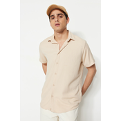 Trendyol Stone Regular Fit Short Sleeve Textured Knitted Shirt