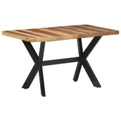 Vidaxl Jedilna miza 140x70x75 cm trden les z medenim zaključkom