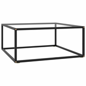 Stolic za kavu crni s kaljenim staklom 80 x 80 x 35 cm