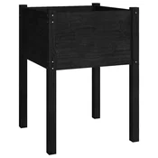 Vidaxl Vrtno cvetlično korito črno 50x50x70 cm trdna borovina