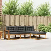 Set vanjskih sofa s jastukom 4 pcs Prirodna i antracit