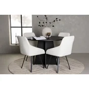 Venture Design Jedilna miza in stol komplet Bootcut Rosie miza 110x75 cm stol 60x88x55 cm črna bež